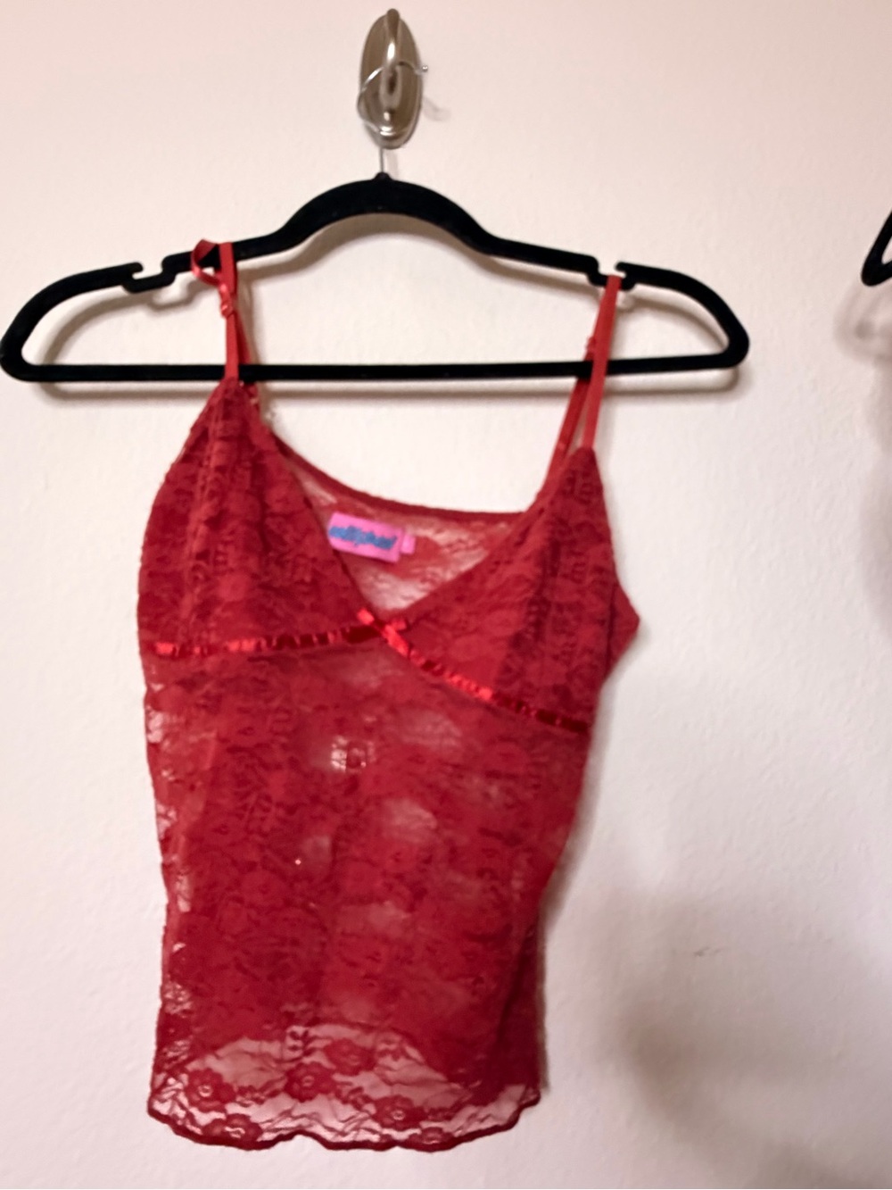 Edikted Red Lace Sheer Tank Top